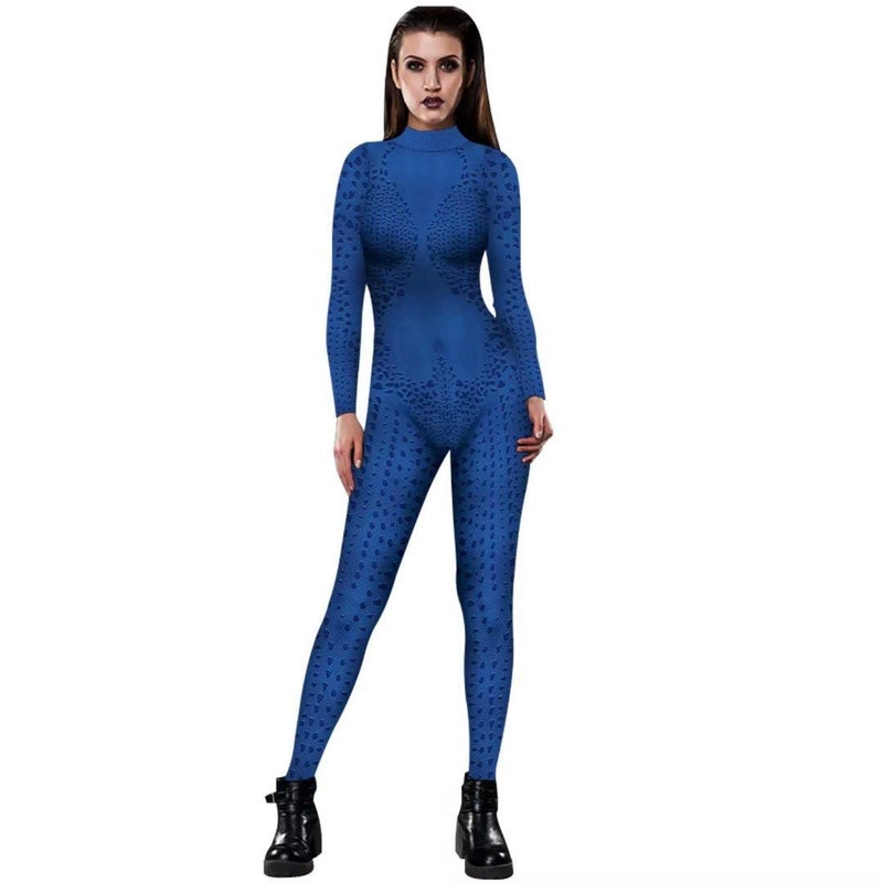 Szytypyl Mystique Costume for Women Halloween Cosplay Bodysuits 3D Style Jumpsuit Sexy Romper - Image 1